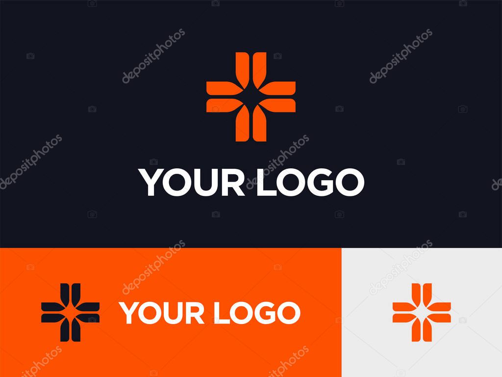 Modern professional icon cross in pharmacy industry.