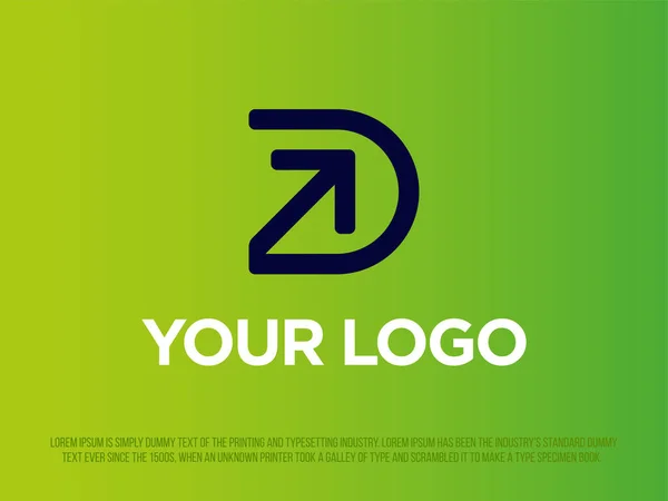 現代のプロのロゴの手紙D内側に矢印 — ストックベクタ