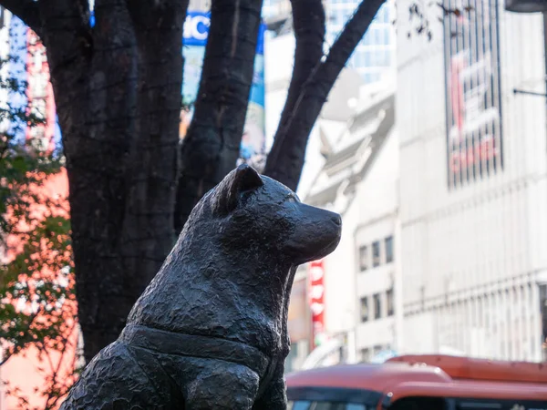 Famosa Estátua Hachiko Localizada Fora Estação Shibuya — Fotografia de Stock