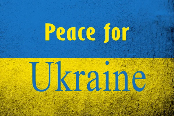 Savaş rengini durdurun. Ukrayna bayrağı ve savaş karşıtı bir mesaj. Grunge arkaplanı