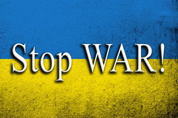 Detengan Color Guerra Bandera Ucraniana Con Mensaje Contra Guerra Fondo — Foto de Stock