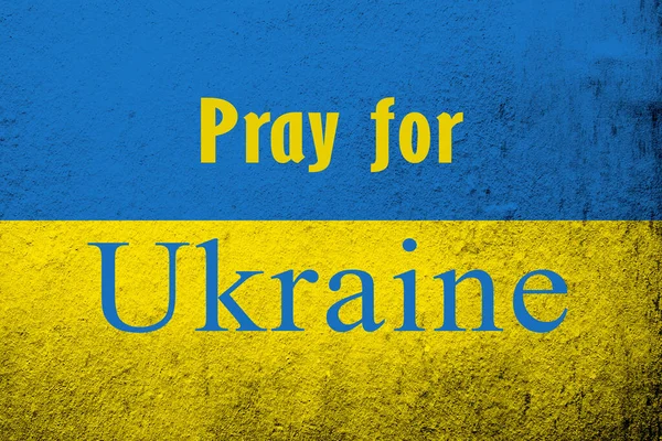 Imádkozz Ukrajnáért Ukrán Zászló Háború Elleni Üzenettel Grunge Háttér — Stock Fotó