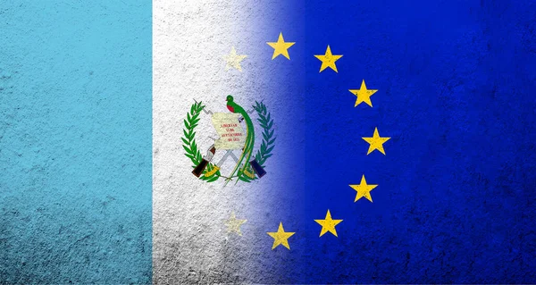 Bandera Unión Europea Con Bandera Nacional Guatemala Fondo Grunge — Foto de Stock