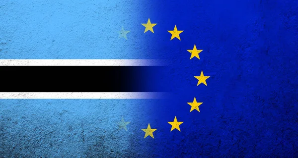 Europeiska Unionens Flagga Med Republiken Botswanas Nationella Flagga Grunge Bakgrund — Stockfoto