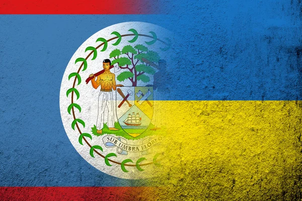 National Flag Belize National Flag Ukraine Grunge Background — Stock Photo, Image