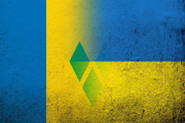 National Flag Saint Vincent Grenadines National Flag Ukraine Grunge Background — Stock Photo, Image