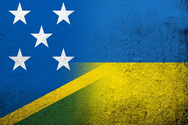 National Flag Solomon Islands National Flag Ukraine Grunge Background — Stock Photo, Image