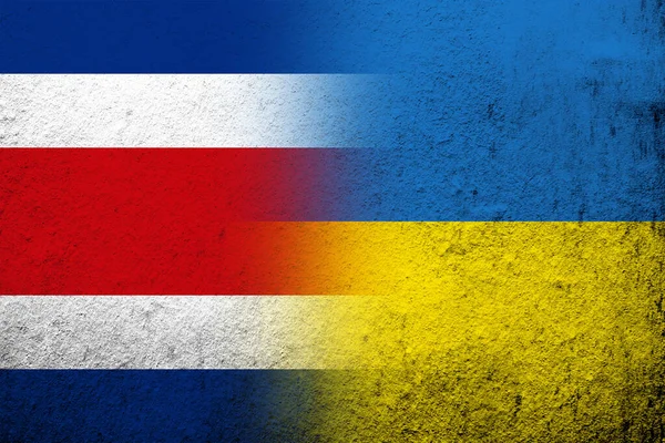 Republic Costa Rica National Flag National Flag Ukraine Grunge Background — Stock Photo, Image
