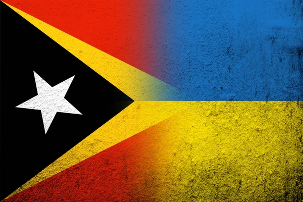 Democratische Republiek Oost Timor Met Nationale Vlag Van Oekraïne Grunge — Stockfoto