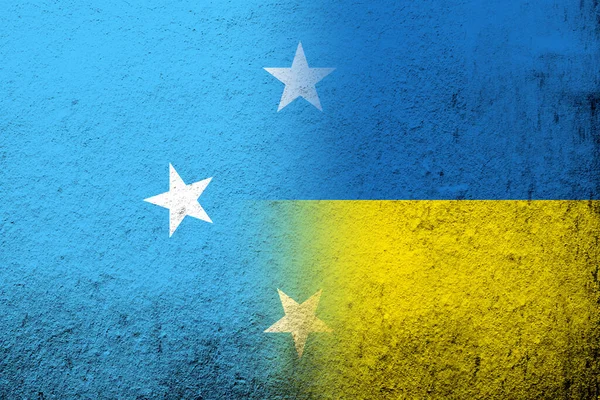 Federativní Státy Mikronésie Národní Vlajka Národní Vlajkou Ukrajiny Grunge Pozadí — Stock fotografie