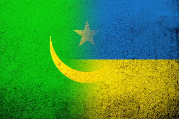 Repubblica Islamica Mauritania Bandiera Nazionale Con Bandiera Nazionale Dell Ucraina — Foto Stock