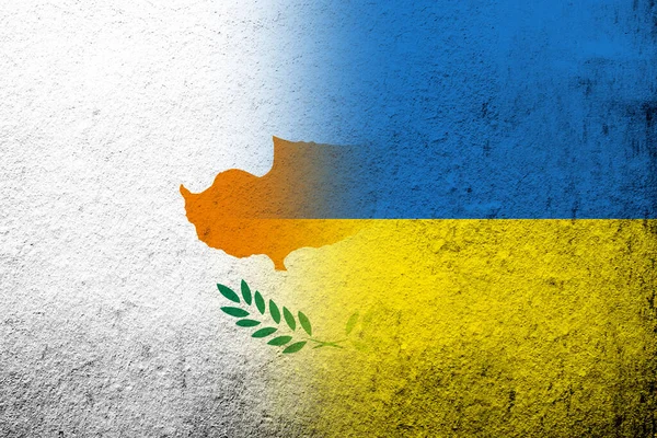 Republic Cyprus National Flag National Flag Ukraine Grunge Background — Foto de Stock