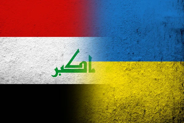 Republic Iraq National Flag National Flag Ukraine Grunge Background — Stock Photo, Image