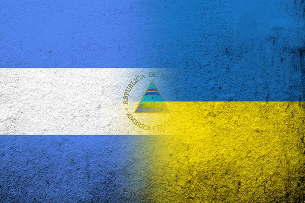 Republic Nicaragua National Flag National Flag Ukraine Grunge Background — стоковое фото