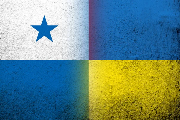 Republic Panama National Flag National Flag Ukraine Grunge Background — Stock Photo, Image