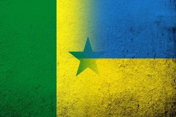 República Senegal Bandera Nacional Con Bandera Nacional Ucrania Fondo Grunge — Foto de Stock