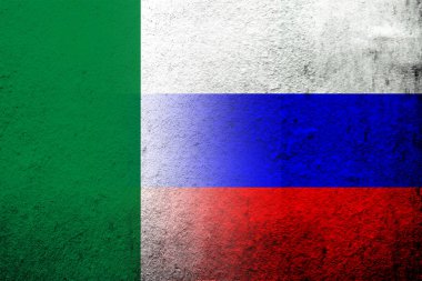 Nijerya Ulusal Bayrağı ile Rusya Federasyonu Ulusal Bayrağı. Grunge arkaplanı