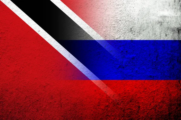 Nationale Vlag Van Rusland Met Republiek Trinidad Tobago Nationale Vlag — Stockfoto