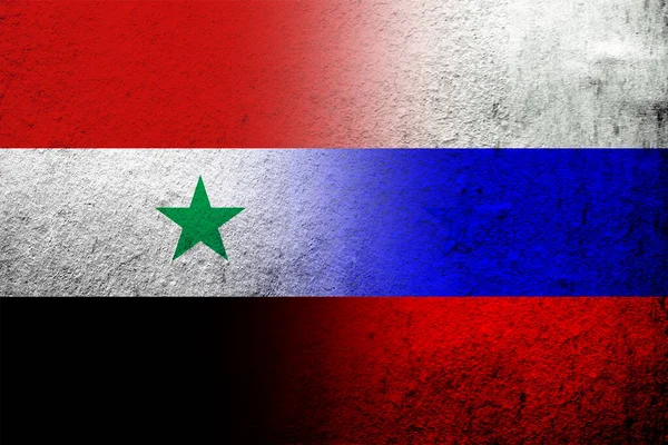 National Flag Russian Federation Syrian Arab Republic National Flag Grunge — Stock Photo, Image