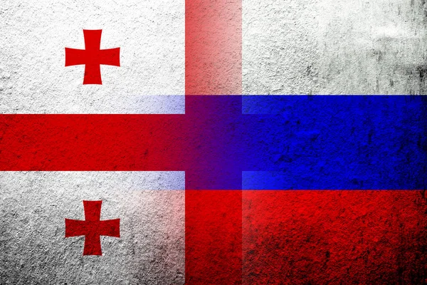 Gürcistan 'ın Rusya Federasyonu bayrağının ulusal bayrağı. Grunge arkaplanı