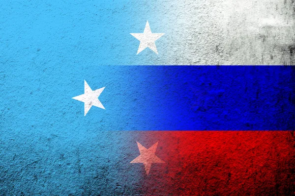 National Flag Russian Federation States Micronesia National Flag Grunge Background — Stock fotografie