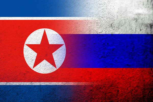 National Flag Russian Federation Democratic Peoples Republic Korea North Korea — Foto de Stock