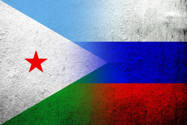 National Flag Russian Federation Republic Djibouti National Flag Grunge Background — Stock Photo, Image