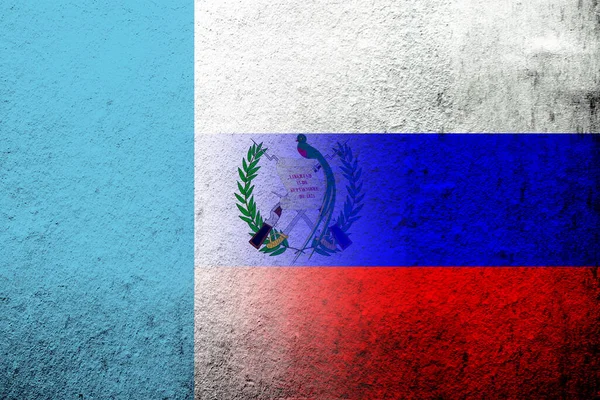 Національний Прапор Російської Федерації Національним Прапором Республіки Гватемала Grunge Background — стокове фото
