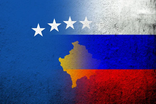National Flag Russian Federation Republic Kosovo National Flag Grunge Background — Stock Photo, Image