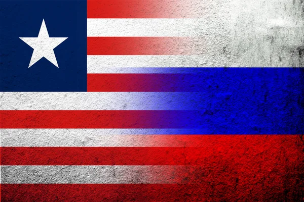 National Flag Russian Federation Republic Liberia National Flag Grunge Background — Stock fotografie