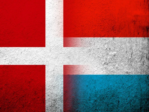 Kingdom Denmark National Flag Luxembourg National Flag Grunge Background — стокове фото