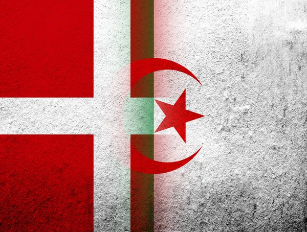 Kingdom Denmark National Flag Democratic Republic Algeria National Flag Grunge — Stock Fotó