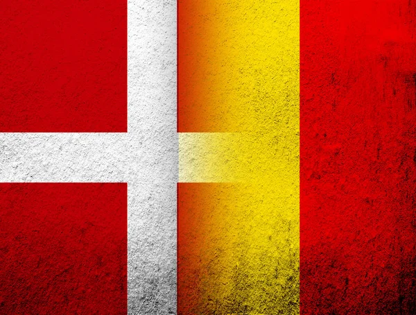 Національний Прапор Королівства Данія Національним Прапором Бельгії Походження Гранджу — стокове фото