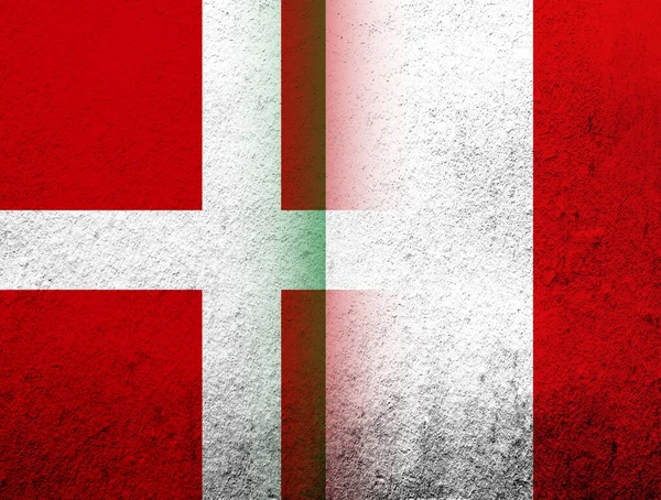 Національний Прапор Королівства Данія Національним Прапором Італії Походження Гранджу — стокове фото