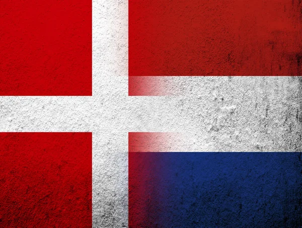 Kingdom Denmark National Flag Kingdom Netherlands National Flag Grunge Background — стокове фото