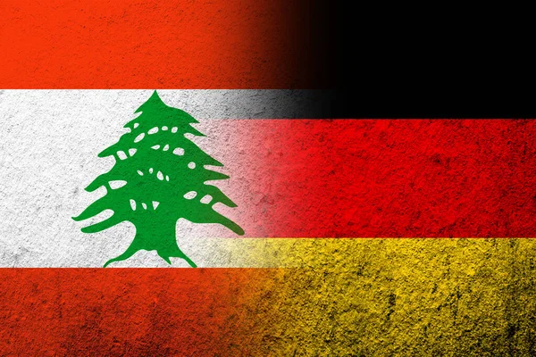 National Flag Germany Lebanese Republic Lebanon National Flag Grunge Background — Stock Photo, Image