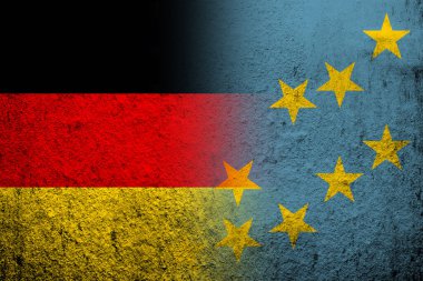 Ellice Adaları Tuvalu Ulusal Bayrağı ile Almanya 'nın ulusal bayrağı. Grunge arkaplanı