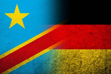 Kongo ulusal bayrağıyla Almanya 'nın ulusal bayrağı. Grunge arkaplanı