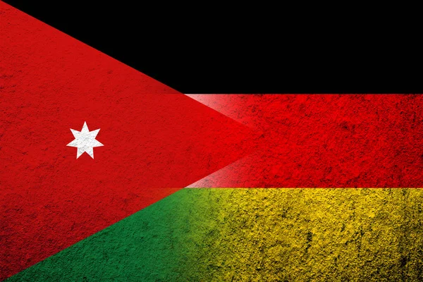 Nationale Vlag Van Duitsland Met Nationale Vlag Van Jordanië Grunge — Stockfoto