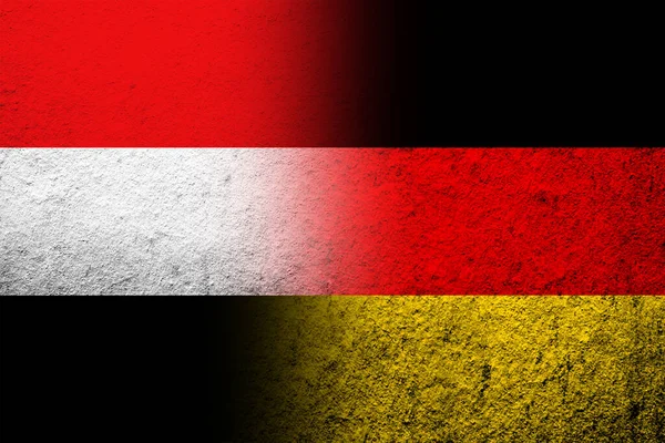 National Flag Germany National Flag Yemen Grunge Background — Stock Photo, Image