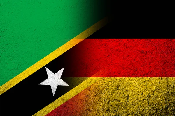 Nationale Vlag Van Duitsland Met Saint Kitts Nevis Nationale Vlag — Stockfoto