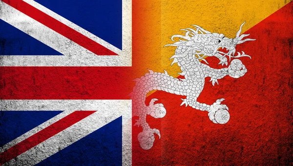 National Flag United Kingdom Great Britain Union Jack Kingdom Bhutan — Stockfoto
