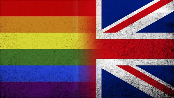 Государственный Флаг Великобритании Великобритания Union Jack Флагом Гордости Rainbow Lgbt — стоковое фото