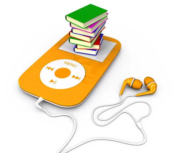 Libro y reproductor de mp3 — Foto de Stock