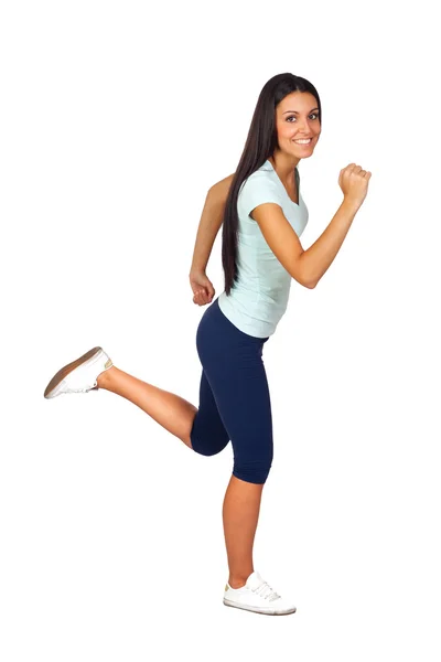 Happy Casual Girl Jogging — Stock Photo, Image