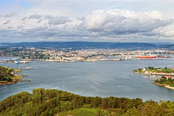 Bela vista aérea do estuário da Ferrol — Fotografia de Stock