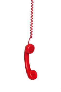 kırmızı telefon kablosu asılı