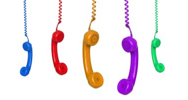 asılı beş renkli telefonlar