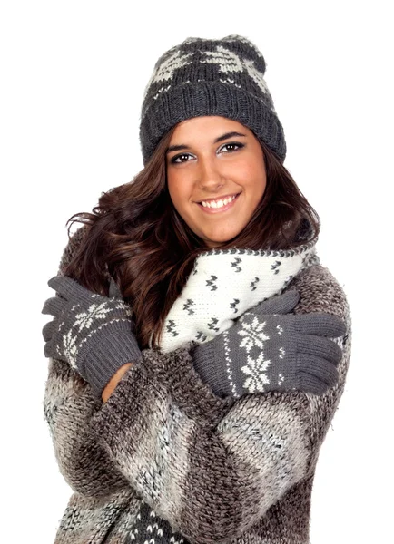 Mooi meisje gekleed in winter kleding — Stockfoto