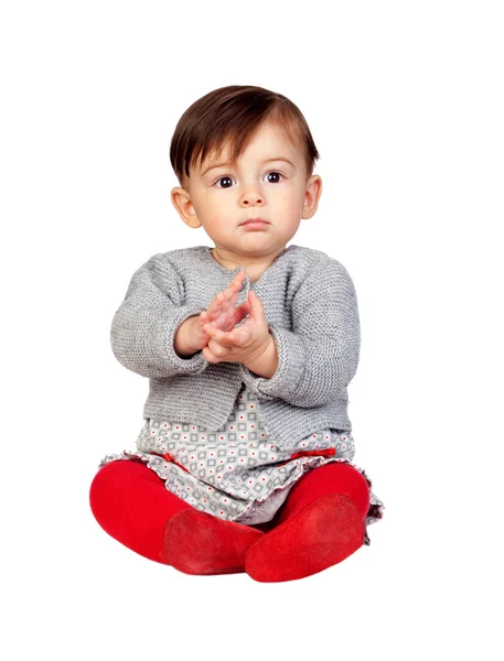 Adorable baby girl clapping — Stock Photo, Image